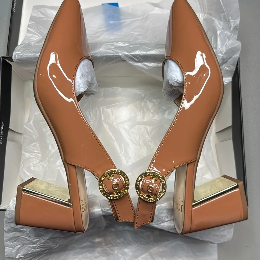 Jones New York Women's Candree Pointed Toe Block Heel Slingback Pumps Dark Nude - Picture 4 of 8